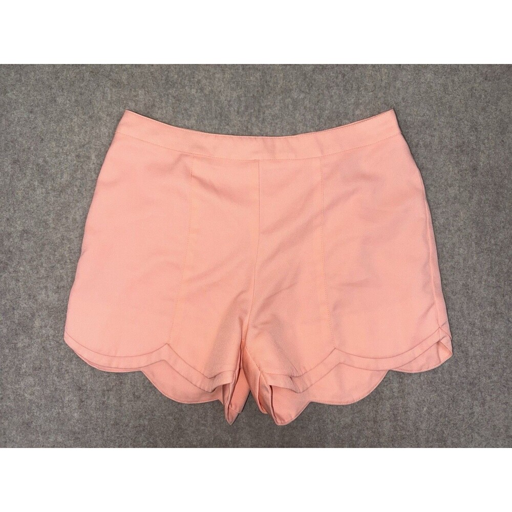 Loveriche Women’s Peach Scalloped Dress Shorts Zip Back Size M
